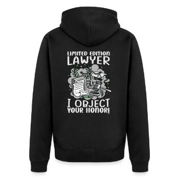 Édition limitée Avocat Je m’oppose à votre honneur! - Funn - Veste à capuche bio Premium Unisexe - noir - Dos - Nico (187cm)