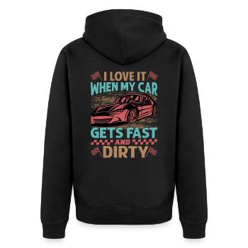 I Love It When My Car Gets Fast And Dirty - Racing - Unisex Premium Organic Zip Hoodie - black - Back - Nico (187cm)