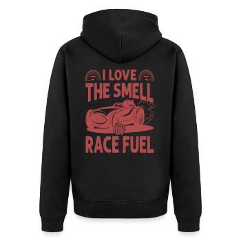 J’aime l’odeur du carburant de course - Course - Course - Moi - Veste à capuche bio Premium Unisexe - noir - Dos - Nico (187cm)
