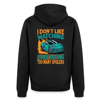 Je n’aime pas regarder les voitures courir trop de spoilers - Veste à capuche bio Premium Unisexe - noir - Dos - Nico (187cm)