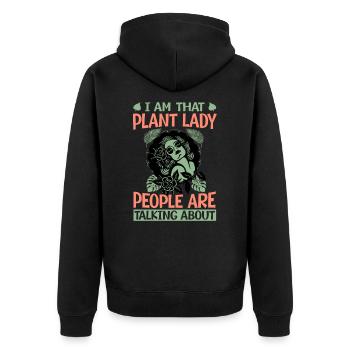 Je suis la plante dont les gens parlent - pl - Veste à capuche bio Premium Unisexe - noir - Dos - Nico (187cm)