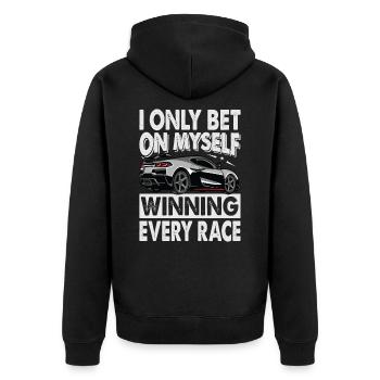 Je ne parie que sur moi-même en gagnant chaque course - Course - - Veste à capuche bio Premium Unisexe - noir - Dos - Nico (187cm)