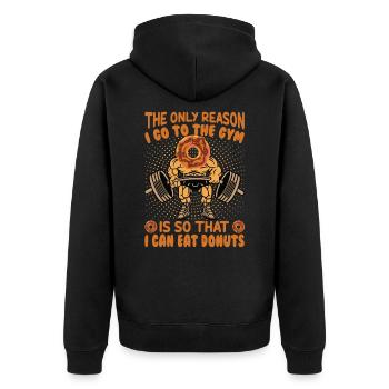 La seule raison pour laquelle je vais au gymnase, c’est pour pouvoir - Veste à capuche bio Premium Unisexe - noir - Dos - Nico (187cm)