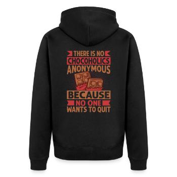 There Is No Chocoholics Anonymous - Funny Chocolat - Unisex Premium Organic Zip Hoodie - black - Back - Nico (187cm)