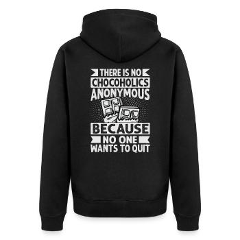 There Is No Chocoholics Anonymous - Funny Chocolat - Unisex Premium Organic Zip Hoodie - black - Back - Nico (187cm)