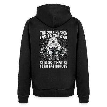 La seule raison pour laquelle je vais au gymnase, c’est pour pouvoir - Veste à capuche bio Premium Unisexe - noir - Dos - Nico (187cm)