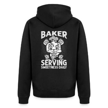 Boulanger servant la douceur tous les jours - Gâteaux - Drôle - Ba - Veste à capuche bio Premium Unisexe - noir - Dos - Nico (187cm)