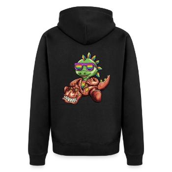 LGBTQ - Dinosaur - T-Rex Wearing Dino Costume - Unisex Premium Organic Zip Hoodie - black - Back - Nico (187cm)