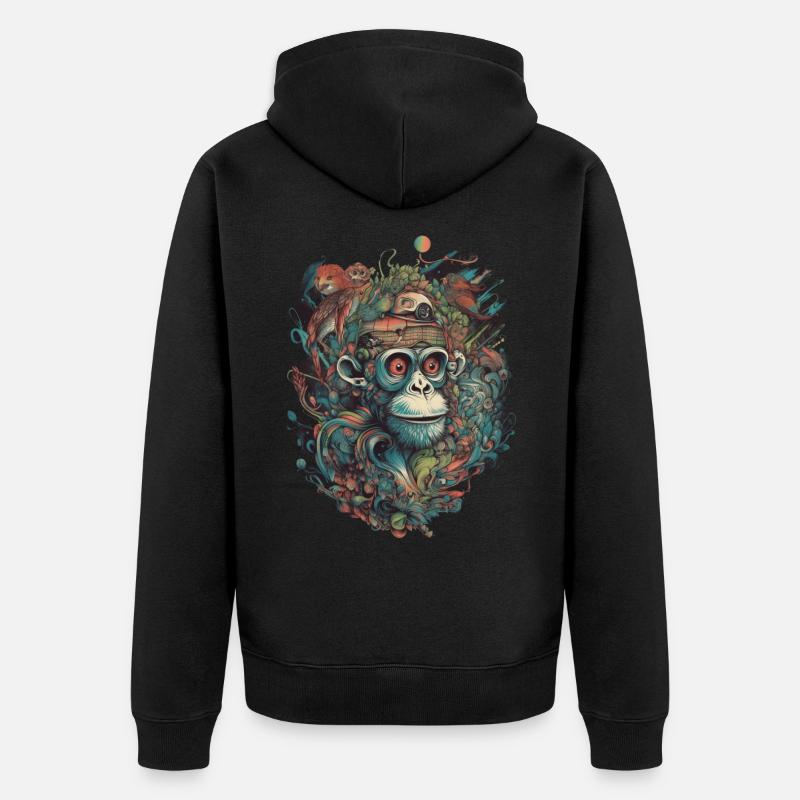 Singe trippy - Veste à capuche bio Premium Unisexe - noir