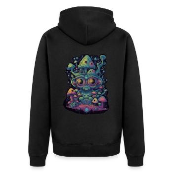 Trippy Alien - Unisex Premium Organic Zip Hoodie - black - Back - Nico (187cm)