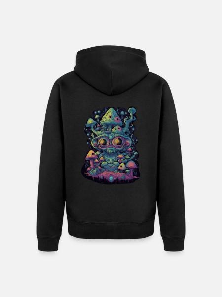 Trippy Alien - Unisex Premium Organic Zip Hoodie - black