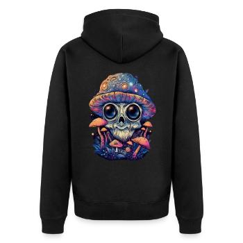 Trippy Goblin - Unisex Premium Organic Zip Hoodie - black - Back - Nico (187cm)