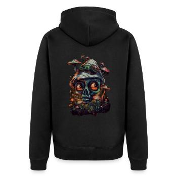 Trippy Goblin - Unisex Premium Organic Zip Hoodie - black - Back - Nico (187cm)