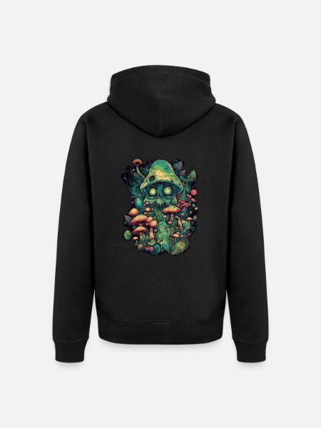 Trippy Alien - Unisex Premium Bio Zip Hoodie - Schwarz