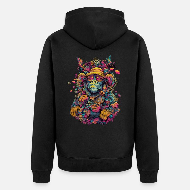 Singe trippy - Veste à capuche bio Premium Unisexe - noir
