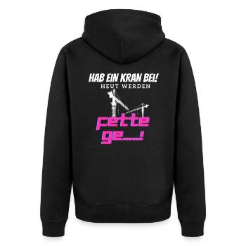 Hab ein Kran bei - Unisex Premium Bio Zip Hoodie - Schwarz - Hinten - Nico (187cm)
