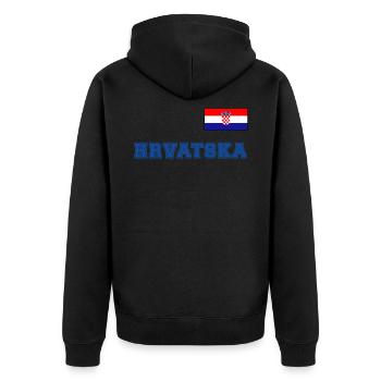 Croatia jersey look – HRVATSKA with flag flag - Unisex Premium Organic Zip Hoodie - black - Back - Nico (187cm)