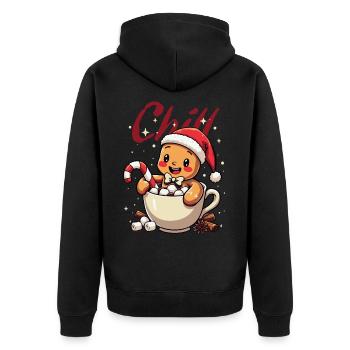 Lebkuchenmännchen - Unisex Premium Bio Zip Hoodie - Schwarz - Hinten - Nico (187cm)