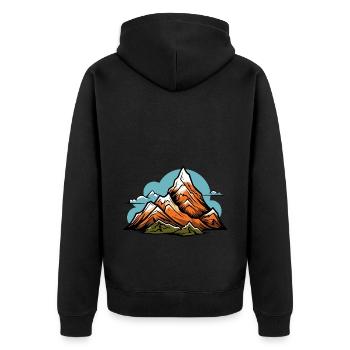 Berge Symbol Icon - Unisex Premium Bio Zip Hoodie - Schwarz - Hinten - Nico (187cm)