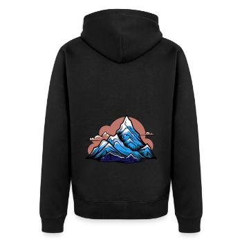 Berge Symbol Icon - Unisex Premium Bio Zip Hoodie - Schwarz - Hinten - Nico (187cm)