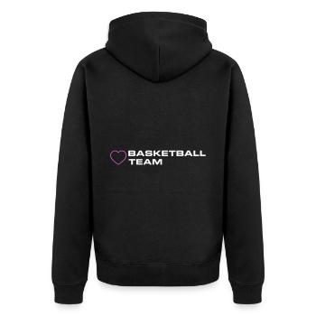 Basketball Team Herz - Unisex Premium Bio Zip Hoodie - Schwarz - Hinten - Nico (187cm)