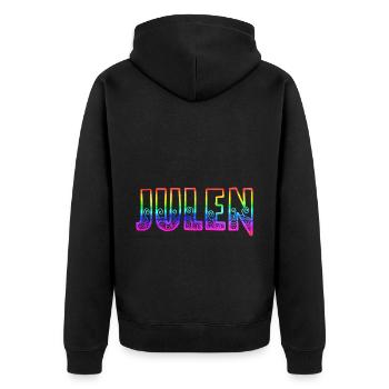 julen rs regenbogen - Unisex Premium Bio Zip Hoodie - Schwarz - Hinten - Nico (187cm)