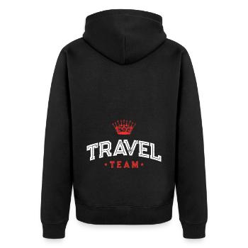Travel Team - Unisex Premium Bio Zip Hoodie - Schwarz - Hinten - Nico (187cm)