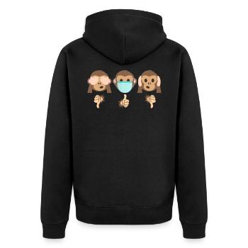 3 singes de mode (édition à deux ignorants) - Veste à capuche bio Premium Unisexe - noir - Dos - Nico (187cm)