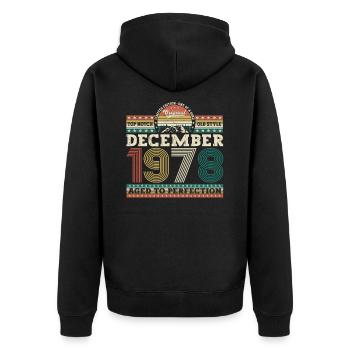 Décembre Né en 1978 Cadeau du 44e anniversaire - Veste à capuche bio Premium Unisexe - noir - Dos - Nico (187cm)