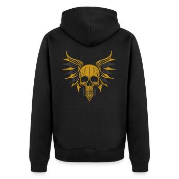 Skull with wings - Unisex Premium Organic Zip Hoodie - black - Back - Nico (187cm)