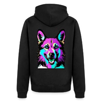 Glücklicher Hund. Glückliche Hunde. Deutscher Schäferhund - Unisex Premium Bio Zip Hoodie - Schwarz - Hinten - Nico (187cm)