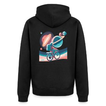 Galaktischer Kreislauf - Unisex Premium Bio Zip Hoodie - Schwarz - Hinten - Nico (187cm)