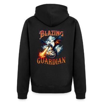 Feuerdrache Blazing Guardian - Unisex Premium Bio Zip Hoodie - Schwarz - Hinten - Nico (187cm)