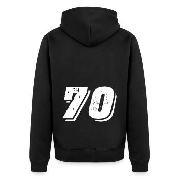 70 number symbol - Unisex Premium Organic Zip Hoodie - black - Back - Nico (187cm)