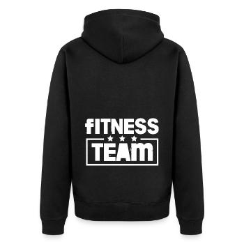 Fitness Team Gym Workout Bunt - Unisex Premium Bio Zip Hoodie - Schwarz - Hinten - Nico (187cm)