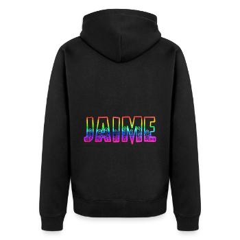 Jaime RS Rainbow - Unisex Premium Organic Zip Hoodie - black - Back - Nico (187cm)