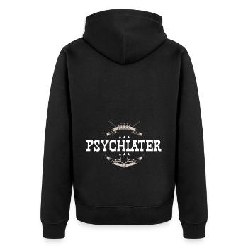Psychiater Beruf - Unisex Premium Bio Zip Hoodie - Schwarz - Hinten - Nico (187cm)