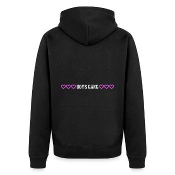 Boys Gang Herz Liebe - Unisex Premium Bio Zip Hoodie - Schwarz - Hinten - Nico (187cm)