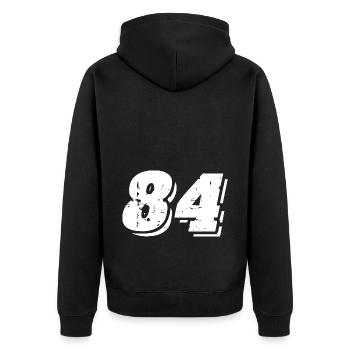 84 number symbol - Unisex Premium Organic Zip Hoodie - black - Back - Nico (187cm)