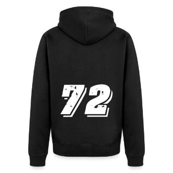 72 number symbol - Unisex Premium Organic Zip Hoodie - black - Back - Nico (187cm)