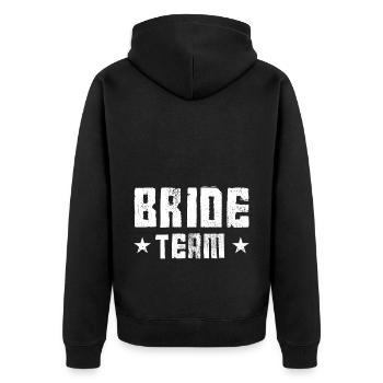 Bride Team - Unisex Premium Bio Zip Hoodie - Schwarz - Hinten - Nico (187cm)