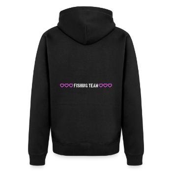 fishing team herzchen - Unisex Premium Bio Zip Hoodie - Schwarz - Hinten - Nico (187cm)