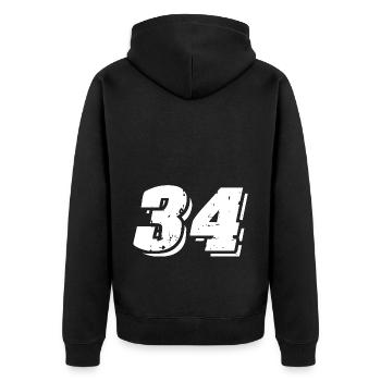 34 Zahl Symbol - Unisex Premium Bio Zip Hoodie - Schwarz - Hinten - Nico (187cm)