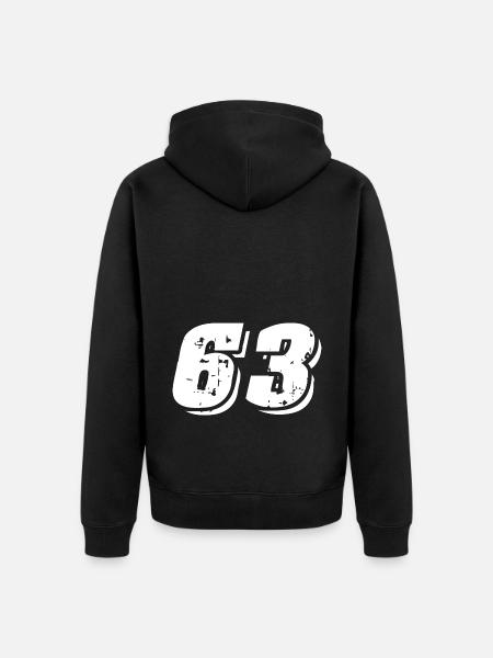 63 Number Symbol - Unisex Premium Organic Zip Hoodie - black