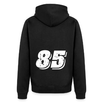 85 number symbol - Unisex Premium Organic Zip Hoodie - black - Back - Nico (187cm)