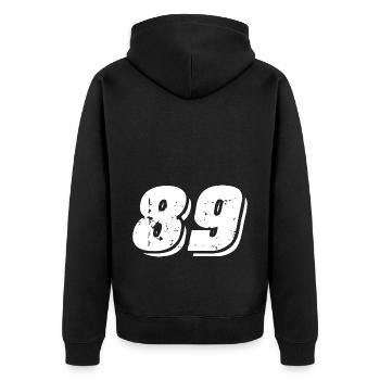 89 Number Symbol - Unisex Premium Organic Zip Hoodie - black - Back - Nico (187cm)