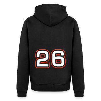 26 Zahl symbol - Unisex Premium Bio Zip Hoodie - Schwarz - Hinten - Nico (187cm)