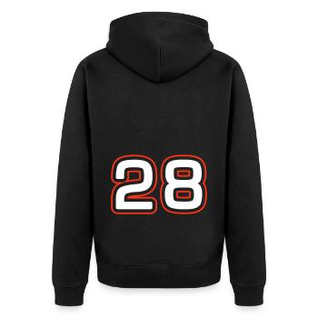 28 Zahl symbol - Unisex Premium Bio Zip Hoodie - Schwarz - Hinten - Nico (187cm)