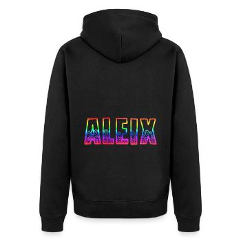 Aleix RS Rainbow - Unisex Premium Organic Zip Hoodie - black - Back - Nico (187cm)