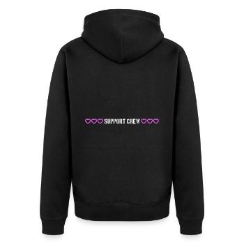 Support Crew Herz Liebe - Unisex Premium Bio Zip Hoodie - Schwarz - Hinten - Nico (187cm)